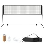 Filet de badminton portable 310x102x89 - 155cm costway - hauteur r�glable - 2 volants - en pe - installation ...