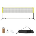 Filet de badminton portable 420x102x89 - 155cm costway - hauteur r�glable - 2 volants - en pe - installation ...