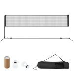 Filet de badminton portable 420x102x89 - 155cm costway - hauteur r�glable - 2 volants - en pe - installation ...