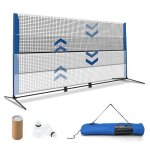 Filet de badminton portable 510 x 102 x 89 - 155cm costway - hauteur r�glable - 2 volants et sac transport ...