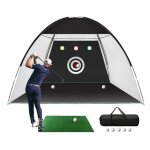 Filet de practice de golf - divit gn1 - cage 304�183�213 cm - tapis gazon synth�tique - noir