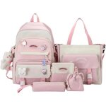 Fille sac décole 5 - en - 1 ensemble de cartables sac à dos adolescent sacs scolaires femme sac bandoulière ... Fille sac décole 5 - en - 1 ensemble de cartables sac à dos adolescent sacs scolaires femme sac bandoulière ...