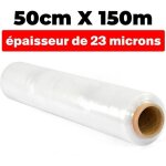 Film étirable - transparent - 50cm x 150m - Épaisseur 23 microns - résistant à leau - 100% recyclable ... Film étirable - transparent - 50cm x 150m - Épaisseur 23 microns - résistant à leau - 100% recyclable ...