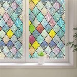 Film vitres effet vitrail motif arc - en - ciel anti - uv 50 x 300 cm occultant