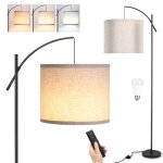Lampadaire sur pied - fimei - py - f1038 - abat - jour lin - led e27 9w r�glable 3000 - 6000k - t�l�commande ...