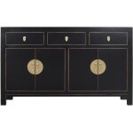 Fine asianliving buffet chinois onyx noir orientique collection l 140 x p 35 x h 85 cm