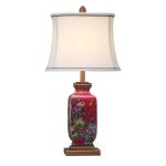 Fine asianliving lampe � poser en porcelaine orientale chinoise rouge peinte � la main