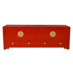 Fine asianliving meuble tv chinois lucky rouge l 130 x p 40 x h 45 cm
