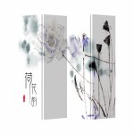 Fine asianliving paravent chinois chinois l 160 x h 180 cm 4 panneaux lotus lilas