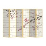 Paravent - fine asianliving - japonais - l 240 x h 180 cm - cloison amovible - sakura fleur de cerisier ...