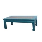 Fine asianliving table basse chinoise en bois bambou bleu l 132 x p 70 x h 45 cm