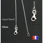 Fine chaine en argent massif rhodi� id�ale pour pendentif longue de 55cm pour homme