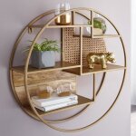 Finebuy tagre murale 62 cm ronde bois massif et metal industrielle pour le mur