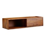 Meuble tv suspendu - finebuy - sheesham - 108x25x34 cm - tiroir - design contemporain