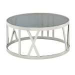 Table basse ronde - finebuy - 60x60x30 cm - verre transparent - métal argent - design moderne Table basse ronde - finebuy - 60x60x30 cm - verre transparent - métal argent - design moderne
