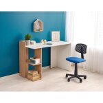 Fino bureau meuble table dordinateur avec étagère rangement blanc - chêne doré Fino bureau meuble table dordinateur avec étagère rangement blanc - chêne doré