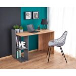 Fino bureau meuble table dordinateur avec étagère rangement chêne wotan - gris Fino bureau meuble table dordinateur avec étagère rangement chêne wotan - gris