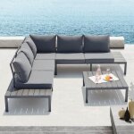 Fira - salon de jardin 5 places gris fonc