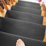 Tapis descalier auto - adh�sif firnose - 15 marchettes descalier - 65x21x4cm - noir