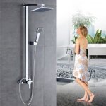 Firnose colonne de douche système de douche pommeau chromé carré pour salle de bain Firnose colonne de douche système de douche pommeau chromé carré pour salle de bain