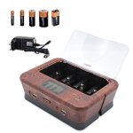 Chargeur de piles fishtec universel + 2 ports usb marron