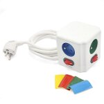 Multiprise cube 4 prises fishtec interrupteurs lumineux individuels c�ble 15 m pour bureau salon chambre ...