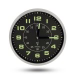 Horloge murale moderne fishtec fond noir grands chiffres aiguilles color�es double cadran �30 cm