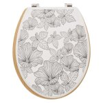 Abattant wc - assise bois et couvercle � motifs - tendance - blackflora