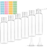Flacon voyage avion romon 6pcs 100ml vides en plastique transparent kit voyage avion avec 2 entonnoirs ...