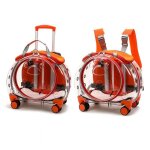 Flasidu 2 en 1 trolley chariot sac a dos sac de transport a roulettes pour chien chat orange