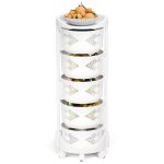 Desserte de cuisine - flasidu - chariot de rangement rond - 5 paniers rotatifs - blanc - moderne - 36 ...