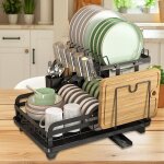 gouttoir  vaisselle cuisine - flasidu - 2 niveaux - noir
