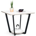 Flasidu table basse table basse carr� moderne plateau en ardoise forte capacit� de charge double couche ...