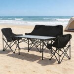 Flasidu table de camping table de pique - nique pliable 120x54x49cm acier au carbone 2 chaises simples ...