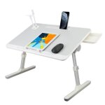 Table de lit pliable - flasidu - hauteur rglable - ventilateur usb - lampe - antidrapante - 60 * 40 ...