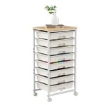 Flasidu tour de rangement chariot de rangement � roulettes chariot de cuisine 8 tiroirs 38x25x77cm blanc ...