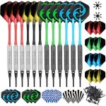 Flechette pointe plastique12 fl�chettes avec 24 ailettes et 50 pointesset de flechettes � pointe souple ...