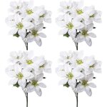 Fleurs artificielles - annefly - lot de 4 bouquets de poinsettia - 7 ttes - 35 cm - blanc