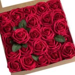 Fleurs artificielles - changm - lot de 50 roses rouges - aspect naturel - cadeau parfait - dcoration ...