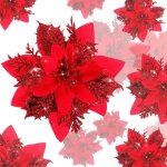 Fleurs artificielles - dcoration nol - poinsettia rouge - 20 pices - 14 cm - intrieur