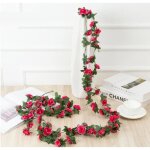 Fleurs artificielles - ecelen - 2. 2m - rotin et soie - rose - dcoration intrieure