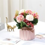 Fleurs artificielles illets hauteur 15cmbouquets de fleurs en soie avec vase en cramique dcoration ...
