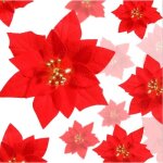 Fleurs artificielles - nol - poinsettia rouge - 24 pices - haute qualit - dcoration festive