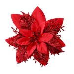 Fleurs artificielles - non spcifi - poinsettia - 15 pices - 14cm - rouge - dcoration de nol