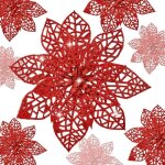 Fleurs artificielles - non spcifi - poinsettia - 15 pices - 15cm - rouge paillet