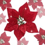 Fleurs artificielles - non spcifi - poinsettias - pack de 15 - 22 cm - rouge