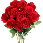 Fleurs artificielles - non spcifi - roses en soie - 12 pices - rouge - lgance chic