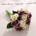 Bouquet de roses artificielles - 12 ttes - couleur rose - dcoration maison et mariage