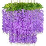 Fleurs artificielles suspendues - mhy� - 12 pi�ces - glycine - 110 cm - violet - tige en plastique