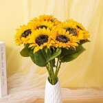 Fleurs artificielles tournesols - pzcc - 6 pi�ces - longue tige - jaune - tissu de soie - 50 cm de long ...